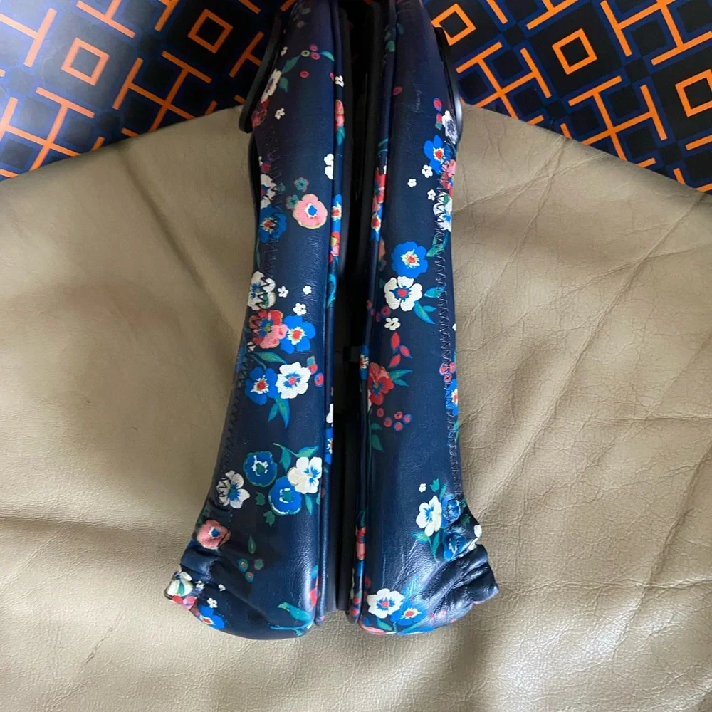 Tory Burch Minnie Blue Travel Ballet Pansy Bouquet Flats size 9 - Picture 5 of 10